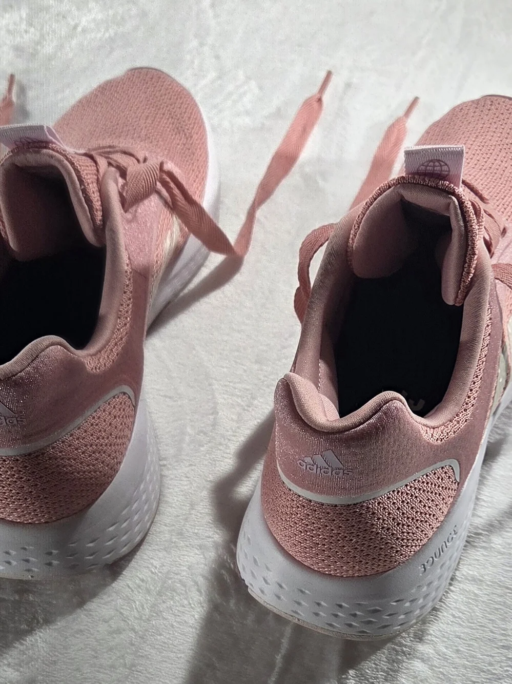 Adidas Bounce Pink/White Athletic Sneakers Breathable Mesh Lace Up sz US 9 -0102